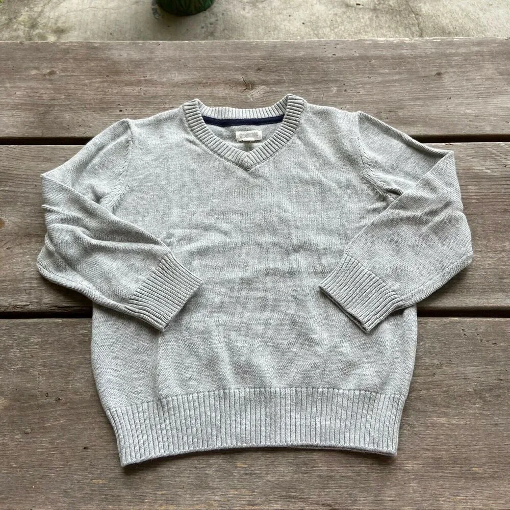 Gymboree Boys Sweater Size XS 4 Essentials Gray‎ V-Neck Long Sleeve Solid NEW